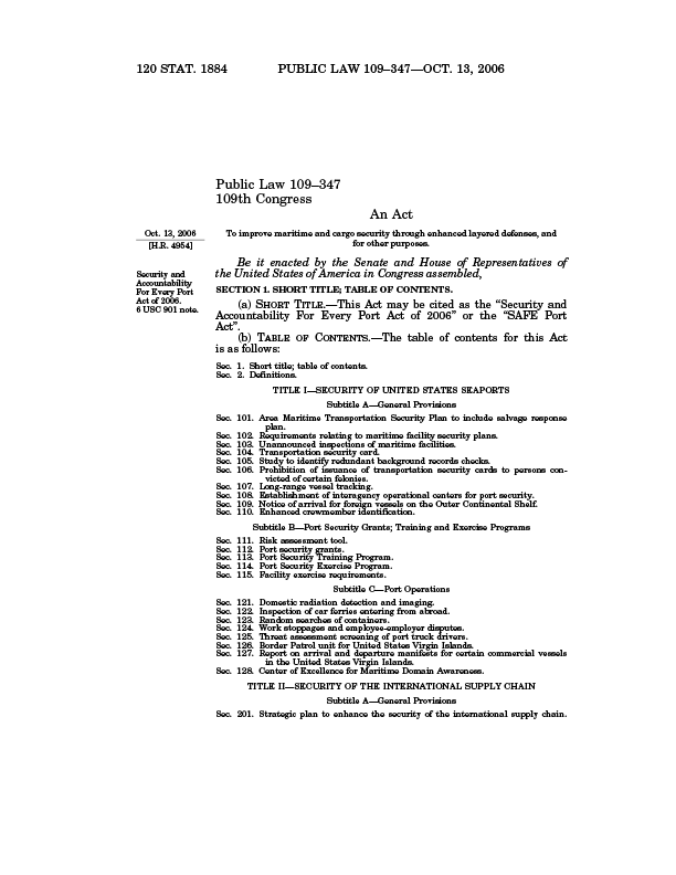 Safe Port Act